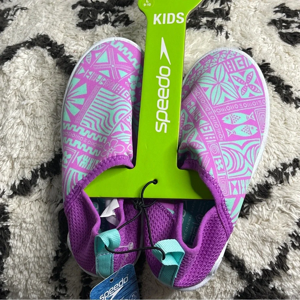 Speedo Kids Splash & Sun Water Shoes Booties Purple Teal Size L(9-10) S (5-6)